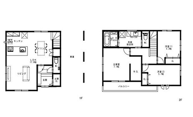 【3LDK】玄関には土間収納、主寝室には大型ＷＩＣを設置♪
南向きバルコニーでお洗濯も快適です♪