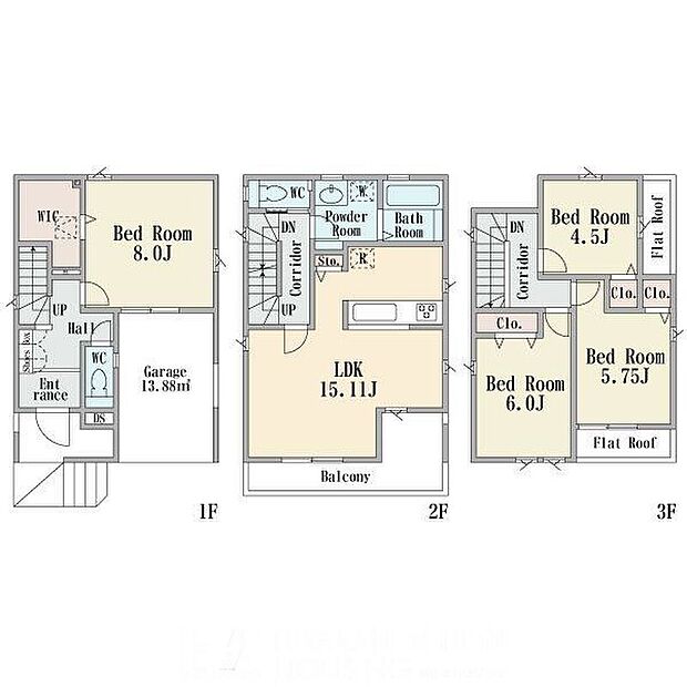 【4LDK】車庫部分13.88m2含む
※現況と相違がある場合は現況を優先