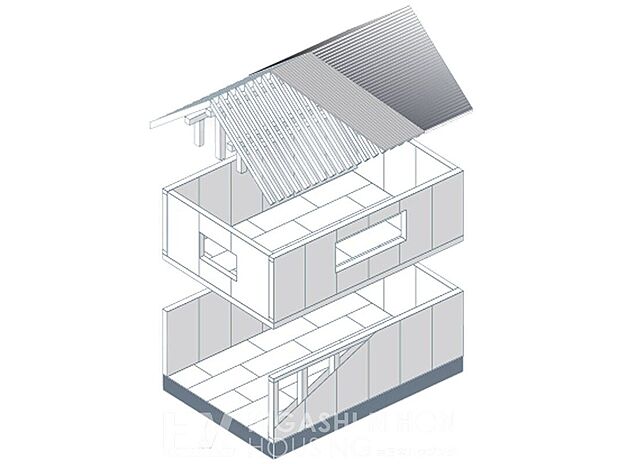 【構造】【2×4工法】■ 床・壁・屋根の「面」で建物を支え、地震や台風の力を面全体で分散させる「優れた耐震性」■ パネルを隙間なく組み合わせる構造のため、冷暖房効率を高める「高い気密・断熱性」