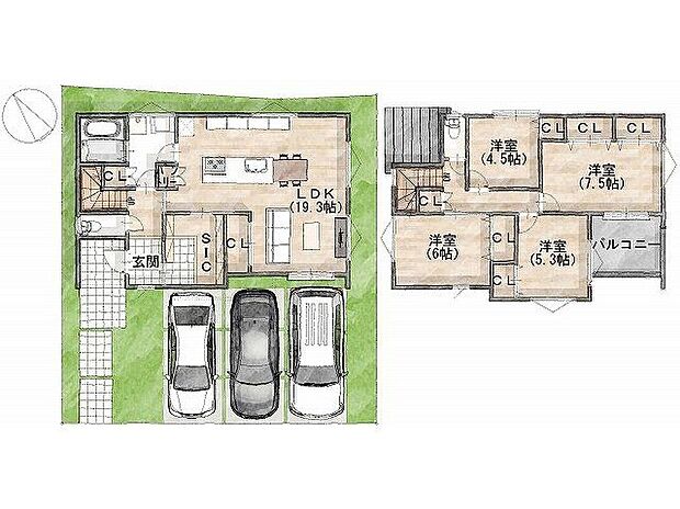 理想のアイランドキッチン！大容量シューズクローゼット・パントリー等収納にもこだわった間取りです。一級建築士×女性コーディネーター監修『ママに嬉しい家事ラク動線』設計