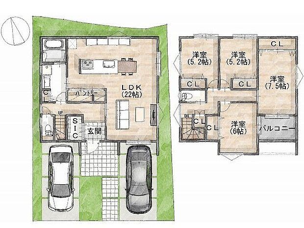 建物プラン間取:4LDK 建物プラン面積:116.75m2 建物プラン価格:2000万円 -