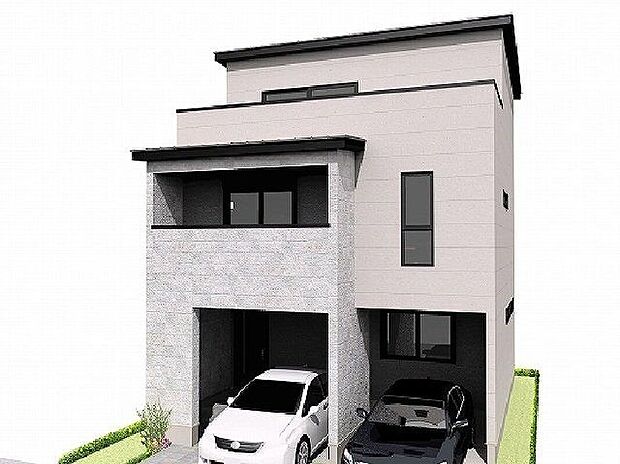 【外観パース図】【外観パース】ZEH水準省エネ住宅にて冬はあたたかく、夏は涼しいお家に。細部までこだわりを感じる設計で、住まう方のセンスをさりげなく演出します。住み慣れた街でひときわ映える、魅力あふれる一邸です