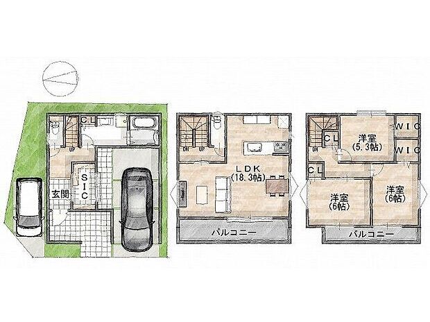 【間取図(平面図)】【間取り図】級建築士×女性コーディネーター監修『ママに嬉しい家事ラク動線』設計