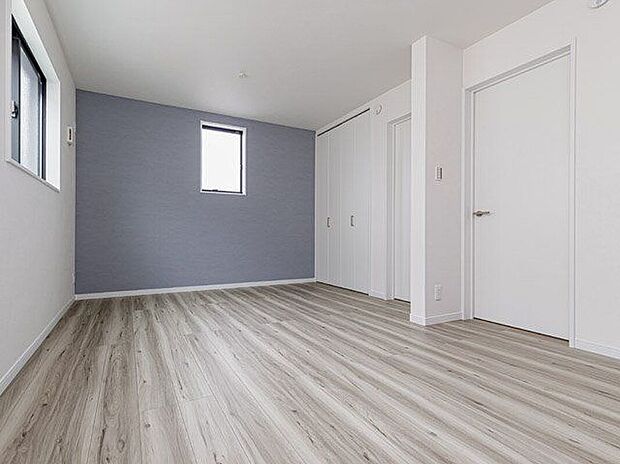 【建物プラン例 (内観写真)】【施工例/洋室】スタイル:カームグレイッシュさまざまな色味と相性の良いグレーのグラデーションで、やわらかく優しい印象を持たせてくれる、心安らぐデザインです。