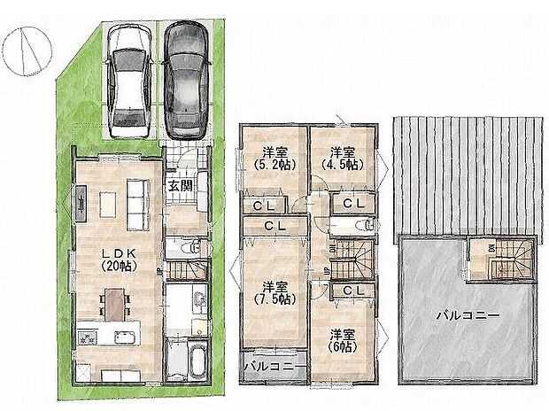 建物プラン間取:4LDK 建物プラン面積:107.22m2 建物プラン価格:2000万円 -