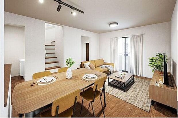 完成予想図（No.３、No.５）
リビング階段で家族とつながりを大切にする間取りです。