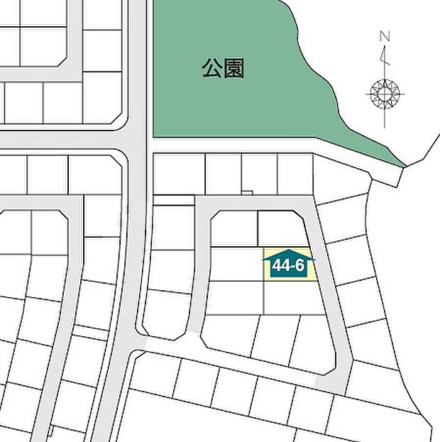 【区画図】
小学校まで徒歩10分。子育て世代に安心の立地です。