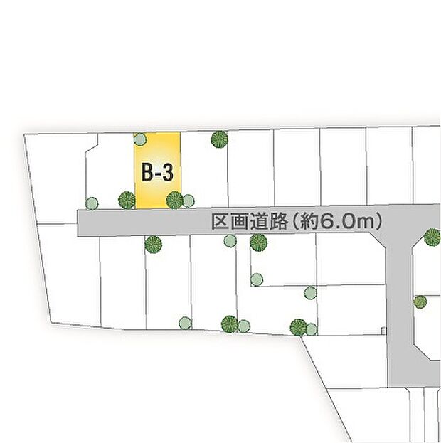 【区画図】
幼稚園・保育園まで徒歩8分～10分。子育て世代に安心の立地です。