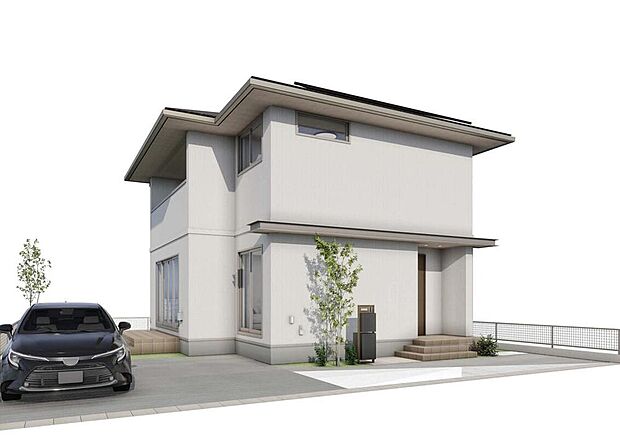 No.63/太陽光4.254kw搭載/ホワイトで統一した飽きの来ない外観。車3台駐車できるスペースを確保しています。