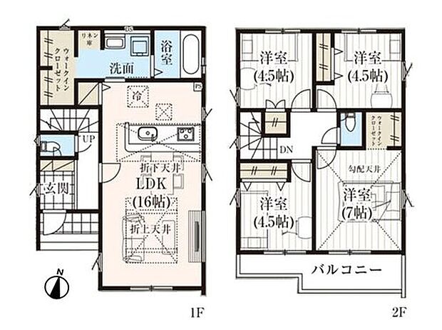 【間取り図】4LDK 土地面積102.74m2 建物面積93.36m2