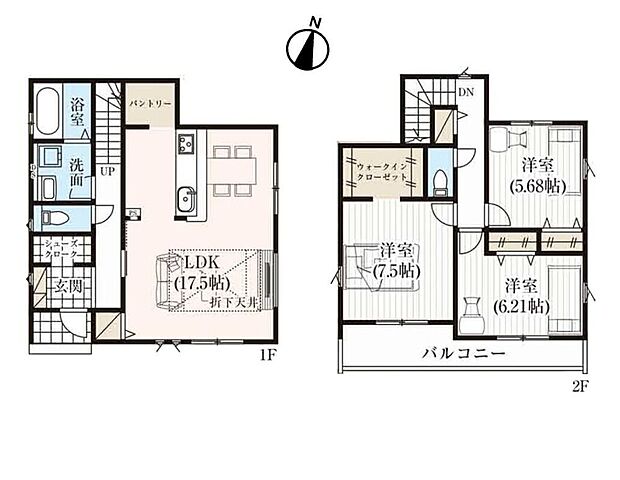 【3LDK】【間取り】SICWIC、パントリー、リビング収納など収納力があります。