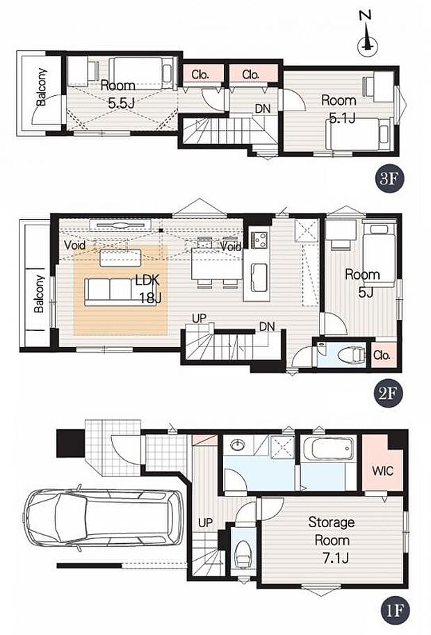 暮らしの快適性・居心地の良い住空間設計です。リビングを中心に、ご家族皆様が充実の暮らしをお送りいただけるプランニングです。