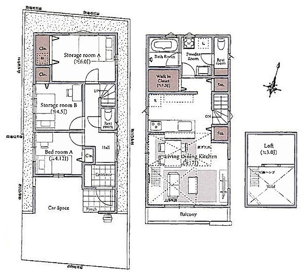 【1号棟 間取図 建物面積:87.47m2】 暮らしの快適性・居心地の良い住空間設計です。