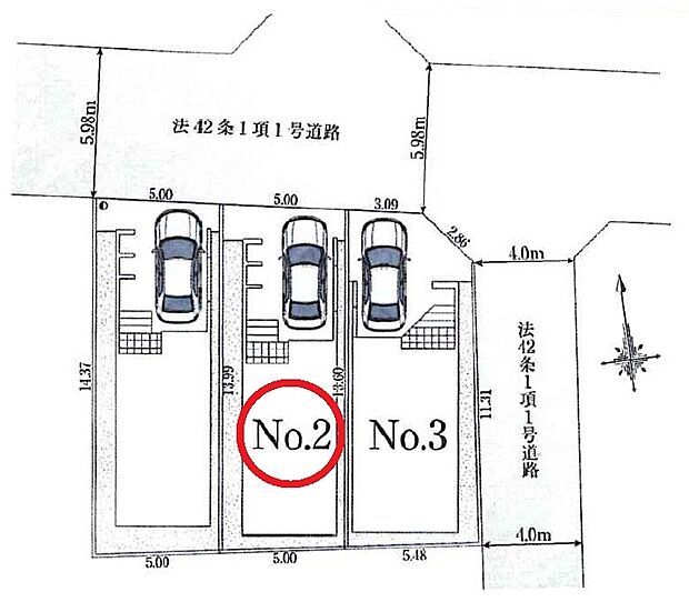 【3LDK】前面道路は北側5.98ｍ、無駄な廊下スペースを最小限に抑える設計が可能となります。快適な居住空間を演出出来ます。