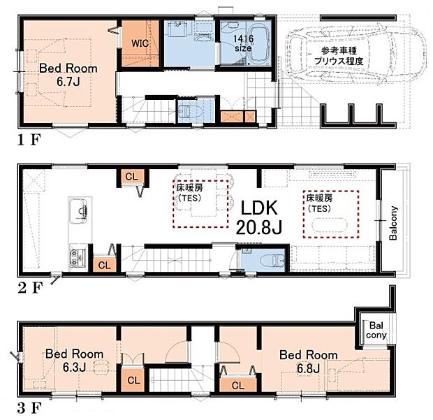 【3LDK】【A・B共通間取り】暮らしの快適性・居心地の良い住空間設計です。リビングを中心に、ご家族皆様が充実の暮らしをお送りいただけるプランニングです。