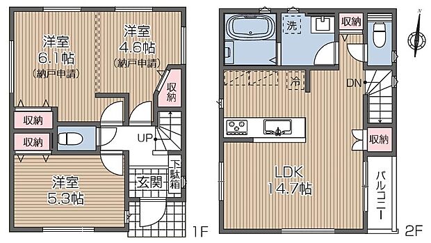 【3LDK】暮らしの快適性・居心地の良い住空間設計です。リビングを中心に、ご家族皆様が充実の暮らしをお送りいただけるプランニングです。