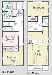 【1号棟　間取図　建物面積：91.58m2】 暮らしの快適性・居心地の良い住空間設計です。 