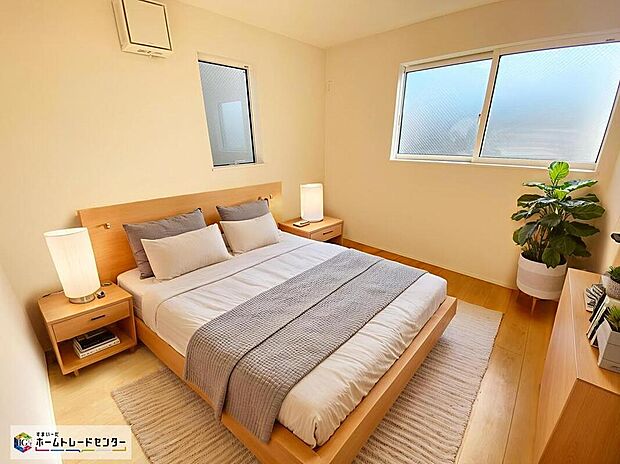 ≪Room≫
採光良好な明るい室内。木の温もりがやさしいフローリングは安らぎをもたらすプライベート空間。
2面採光の陽光が心地良いですね♪
※家具をCGで加工しており、家具付き販売ではございません。