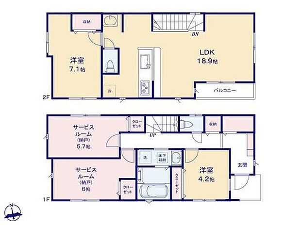 【2LDK+2S】◇広々18帖超のLDK!対面キッチンからはLDK全体を見渡せます♪
◇道路からのプライバシーを確保しやすい「2階リビング」を採用。
◇窓付きで広い納戸は窓付きなので、居室としても問題なくお使いいただけます。
