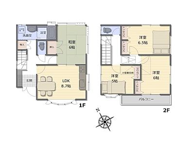 全室収納完備、小屋裏収納付きの充実した収納♪南向きの明るいリビング♪ 