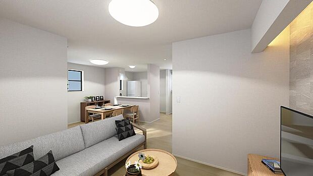 【完成予想図(内観)】≪Living room≫
広々とした開放感あふれるリビングです。※掲載の完成予想図は図面を基に描き起こしたもので、実際とは多少異なる場合がございます。