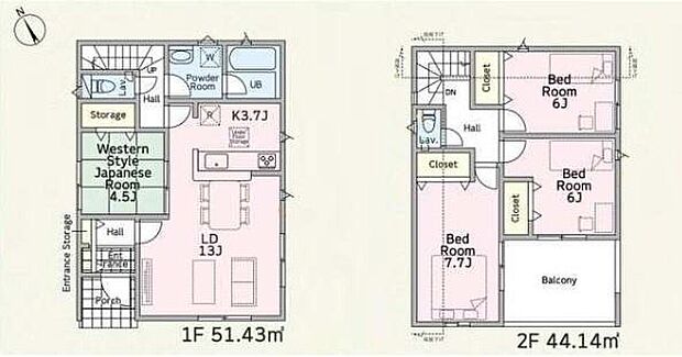 (1号棟)、価格3188万円、4LDK、土地面積126.95m2、建物面積95.57m2