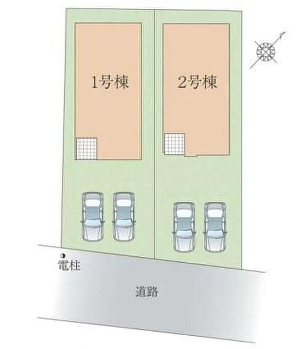 ≪全体区画図≫南東側約6.0m公道◎カースペース2台分♪自転車や来客用の駐車スペースとしてもお使いいただけます。落ち着いた環境ながら市街地も近く利便性の良い立地です◎