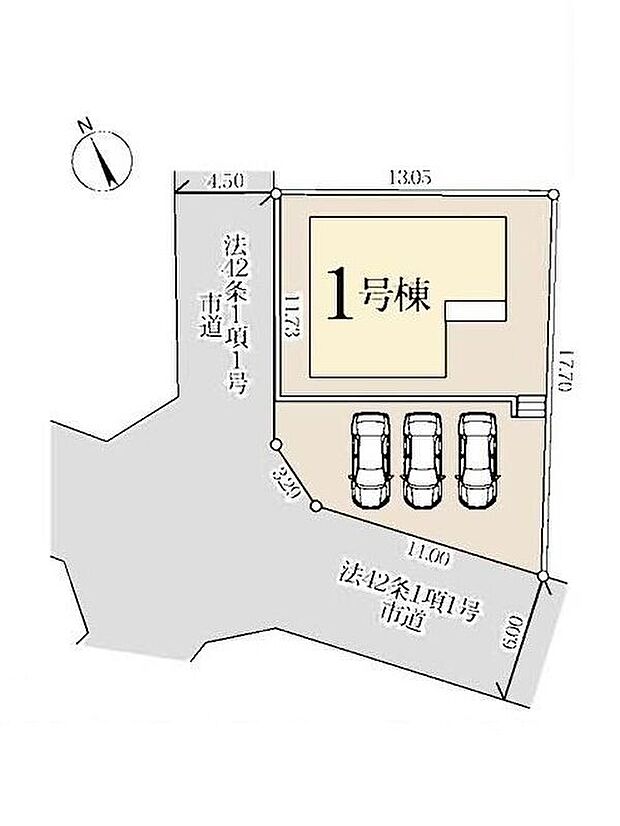 ≪全体区画図≫
◎北西側4.5m公道、南西側6m公道に接道
◎角地♪敷地面積約60坪♪
◎カースペースは並列で3台可能♪自転車や来客用の駐車スペースとしてもお使いいただけます。