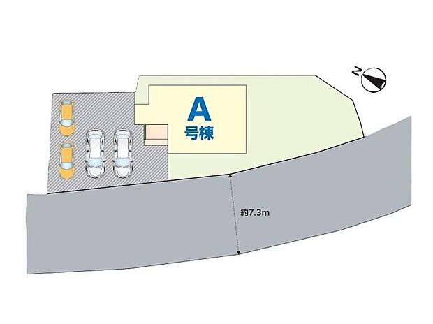 【全体区画図】
◎カースペースは車種により4台駐車可能♪自転車や来客用の駐車スペースとしてもお使いいただけます。