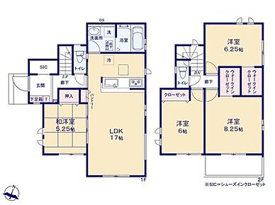 2階居室は6帖～8.25帖とゆとりある間取りプラン☆
WIC×2で衣類の管理がラクになります◎
お子様の遊び場やお昼寝にぴったりの和室付きです！ 