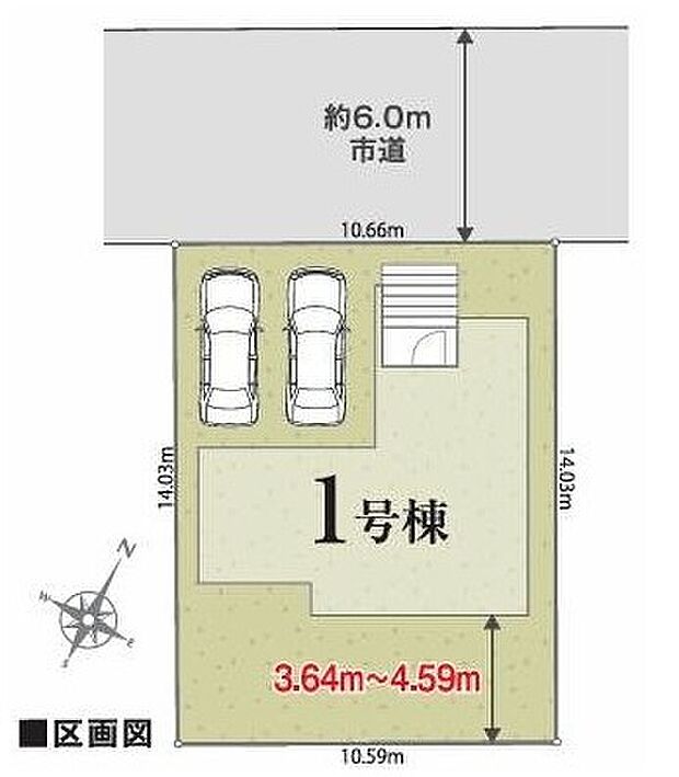 【全体区画図】カースペース2台駐車可能です☆ご家族の自転車やバイクなどの駐輪スペースとしてもお使いいただけます