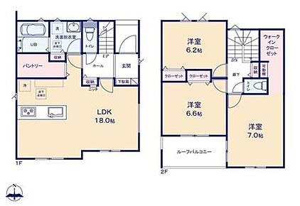 ◇全居室収納完備＆6帖以上の快適な住まい♪
◇WICやパントリーを備えた収納豊富な間取り♪
◇リビングの様子も分かりやすい対面式キッチン♪
◇インナーバルコニー仕様で急な雨でも安心♪ 