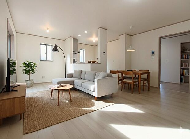 【居間・リビング】施工例です ※家具をCGで加工しており、家具付き販売ではございません。