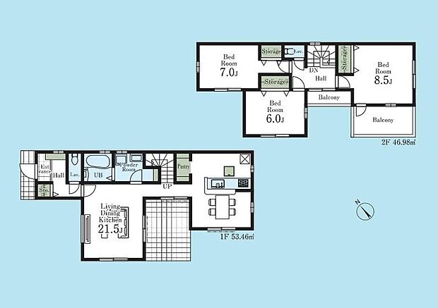 (1号棟)、価格4599万円、3LDK、土地面積165.77m2、建物面積100.44m2