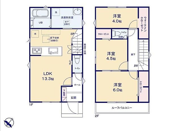 【3LDK】対面式キッチンですので、お食事の準備をしながらご家族との会話を楽しめます☆水回りも集中しているので、家事の動きがらくちんです♪家事を手助けする食洗機付システムキッチン採用。