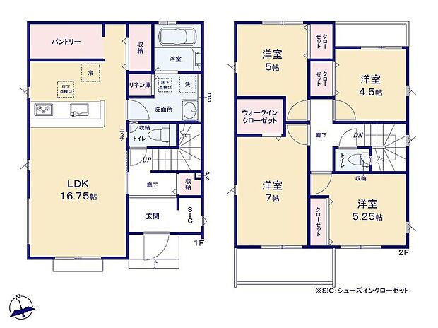 【4LDK】採光たっぷりで明るいLDKはご家族がゆったりくつろげる空間♪キッチンには食料品のストックにも便利なパントリー付き♪リネン庫や大容量のWICなど収納スペースが充実したお住まいです♪
