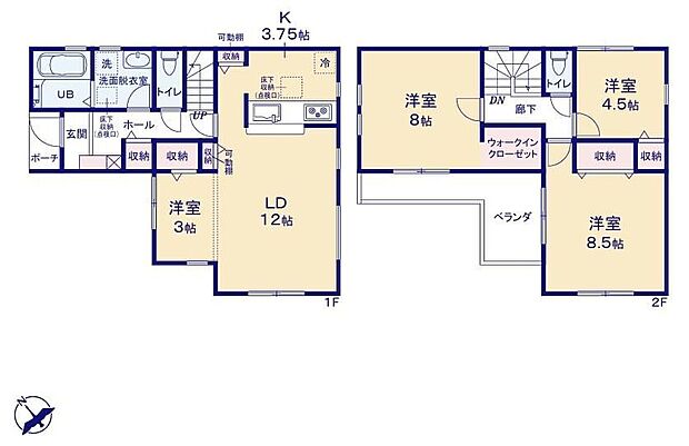 【3LDK】ゆっくりくつろげるLDKに家族みんなが集まるコミュニケーションハウス。お洋服の多い女性に人気です!大収納のウォークインクローゼットがあるなんて素敵です♪