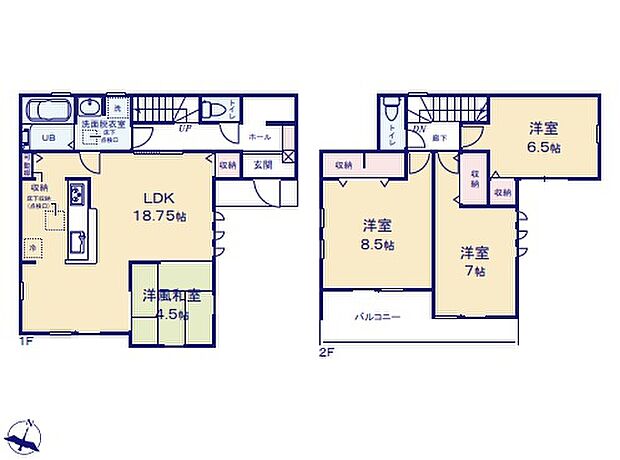 【4LDK】隣り合う和室を開放すれば、ひときわ広々とした空間になるリビングダイニング。
開放感のあるキッチンでコミュニケーションを取りながら料理を楽しめます。
ひろびろ1坪サイズのバスルーム半身浴もできるひろびろな浴槽です。