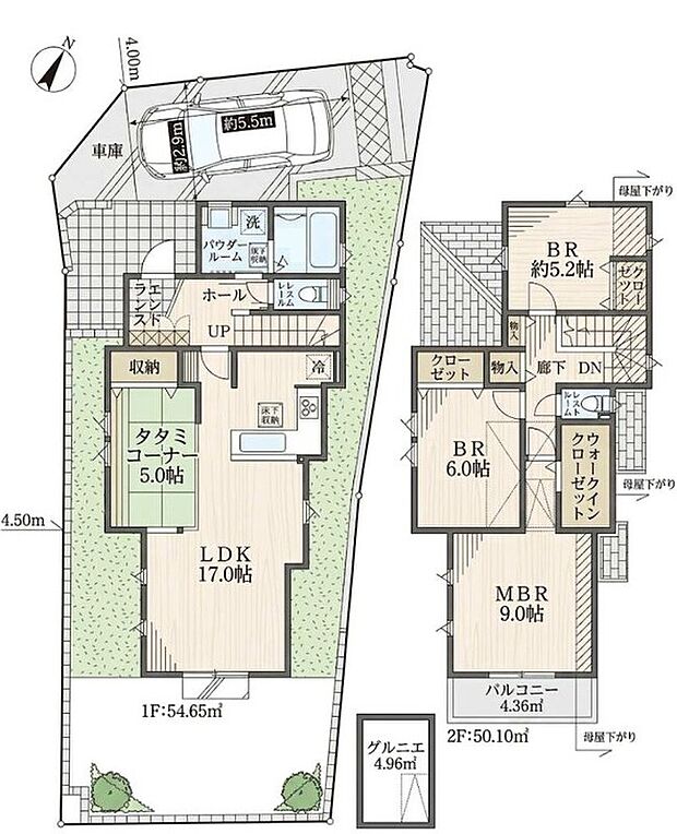 3号棟　3LDK＋S　4480万円　土地面積141.86m2（42.91坪）　建物面積104.75m2（31.65坪）