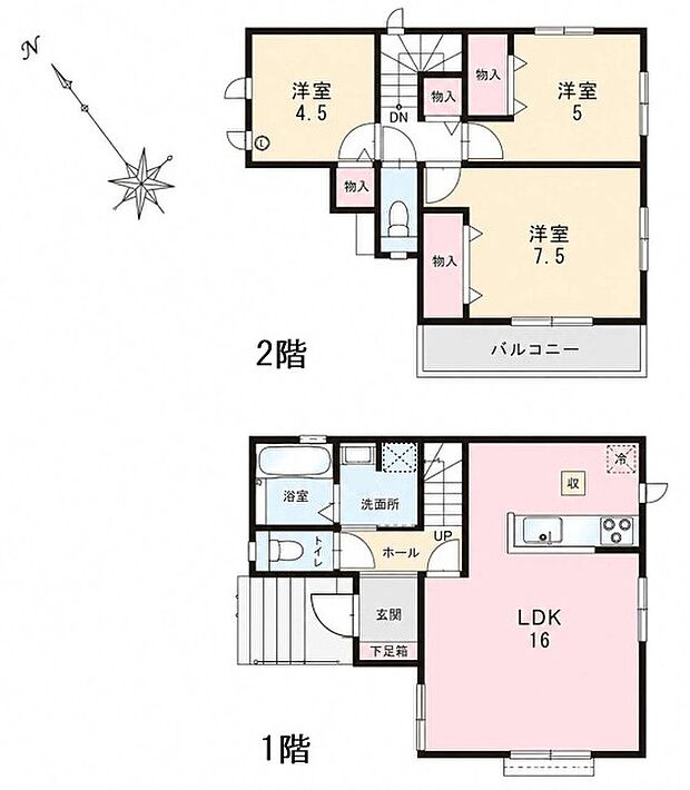 3LDK 4,890万円 土地面積105.46m2(31.90坪)建物面積80.73m2(24.42坪)