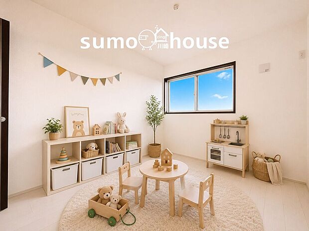柔らかな光が差し込む子供部屋。お子様の成長を見守る温かみのある空間です。(本画像はCGで作成しており、実際に現地に家具・家電はおかれておりません。また価格に家具・家電は含まれておりません)