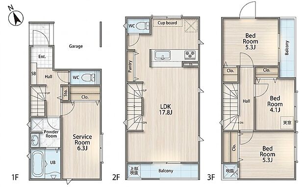 3SLDK 　4,990万円　土地面積68.32m2（20.66坪）建物面積107.02m2（32.37坪）