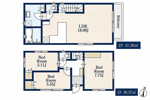 1号棟 3LDK 5880万円 土地面積104.05m2(31.48坪) 建物面積81.66m2(24.70坪)