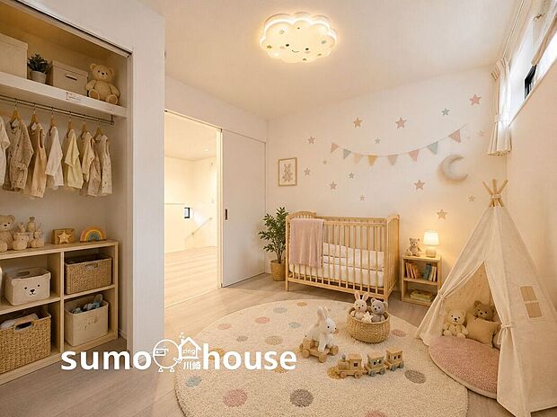 【居室】子ども部屋として活用した場合のコーディネート例です。（本画像はCGで作成しており、実際に現地に家具・家電はおかれておりません。また価格に家具・家電は含まれておりません）

