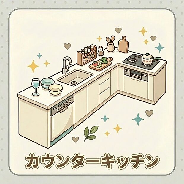 【キッチン】料理中も会話が弾む!家族の笑顔を見守りながら、開放感あふれる空間で楽しくクッキング。