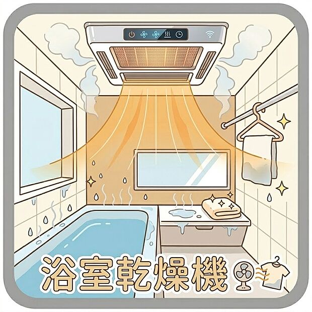 【浴室乾燥機】暖房・乾燥・涼風・換気のモードを搭載した浴室換気乾燥機。天候や時間帯を気にせずいつでも洗濯物が干せる乾燥機能付き。さらに冬場のヒートショック対策など、年中快適なバスライフを支えます。
