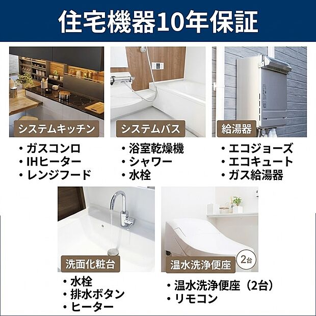 【住宅機器10年保証 】暮らしに欠かせない主要な設備を長期にわたって手厚くサポート。