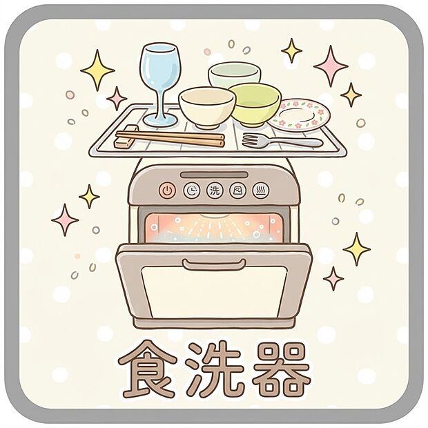 【食洗器】家事の負担をグッと減らしてくれるビルトイン食器洗い乾燥機。食後の面倒な洗い物はお任せ!空いた時間を家族団らんや自分のリラックスタイムに有効活用できる、嬉しい時短設備です。