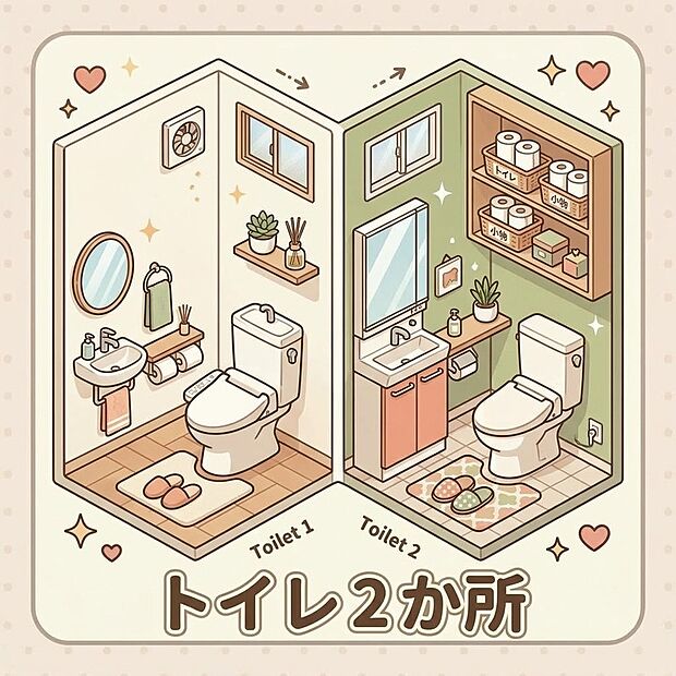 【トイレ２か所　】毎日をストレスフリーに変える「トイレ2か所」の快適な住まい。