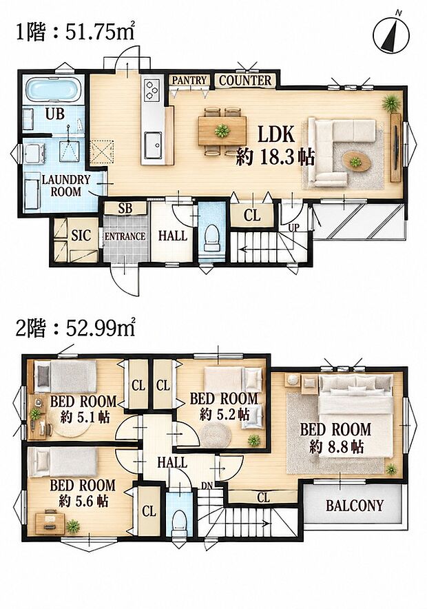 【4LDK】人気の角地◎庭+駐車2台付き新邸